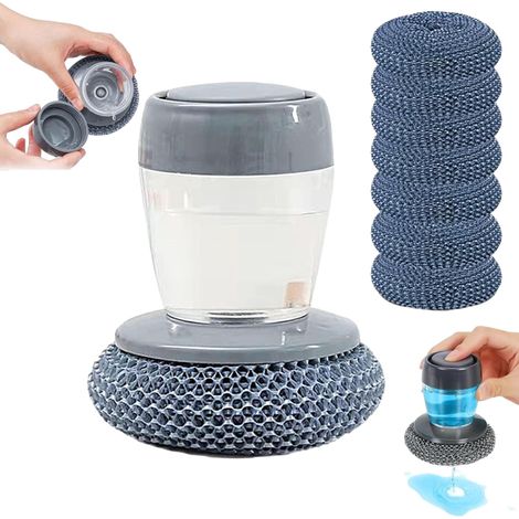 Dispensador moderno de gel desinfectante para encimera de fregadero de cocina, con botella con dosificador y compartimento de almacenamiento: dispensador de detergente líquido recargable 2 en 1, caja (1/5)