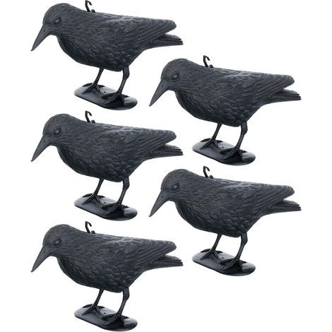 Set mit 5 Kunststoffkrähen (36 x 20 cm) zur Vogel- und Taubenabwehr für Garten und Balkon (1/5)