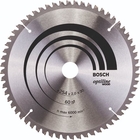 BOSCH DISCO SIERRA OPTILINEWOOD Diámetro disco x eje (mm) 254x30 Número de dientes 60