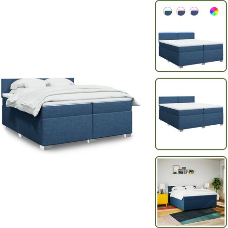 Boxspringbett mit Matratze Blau 200x200 cm Stoff - Boxspringbett - Doppelbett - Bettenrahmen - Liegekomfort - Schlafen (1/5)