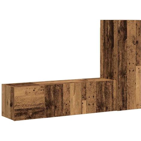 Lot de 3 meubles TV muraux modernes en bois d'ingénierie vieux bois 80 x 30 x 30 cm design élégant et pratique
