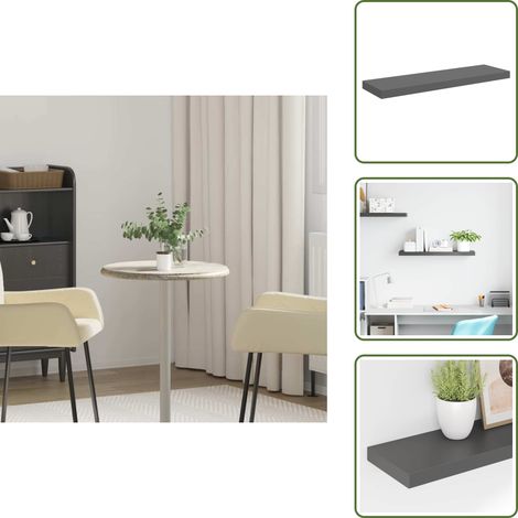 Schweberegal Hochglanz-Grau 80x23,5x3,8 cm MDF - Schweberegal - Wandregal - Regal - Wohnwand - Dekoration (1/5)