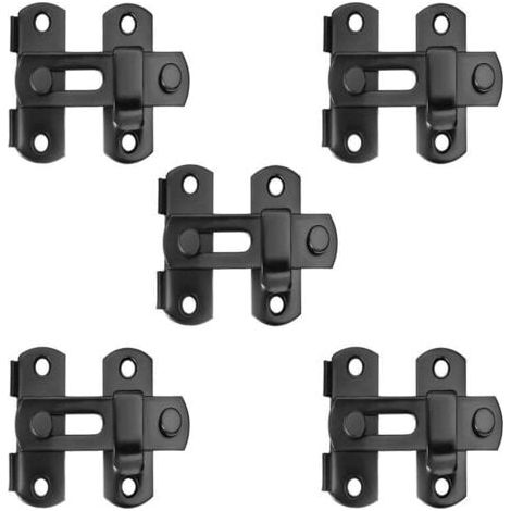 Moraillon de serrure de porte 5 pièces, boucle de porte à loquet, grande boucle de porte à 180 degrés, noir (1/5)