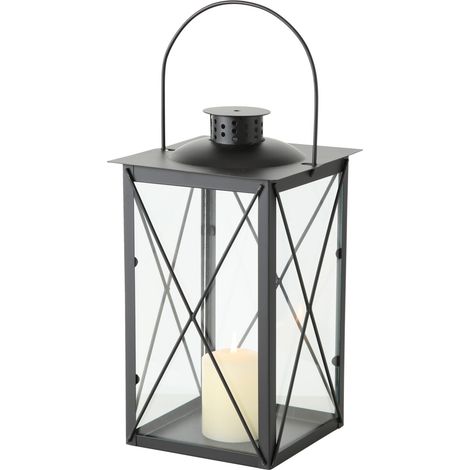 Boltze Laterne Farol Dekor für Innen-/Außenbereich, Eisen schwarz, 17x17x30 cm