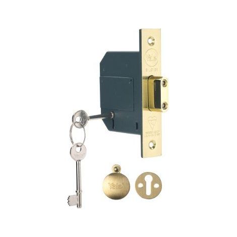 Yale P-M562-PB-67 PM562 Serrure a mortaiser a 5 leviers Norme Britannique, Haute Securite, Visi Paquet, Adaptee aux Portes Exterieures, Finition Laiton, 2,5 pouces/64 mm (1/2)
