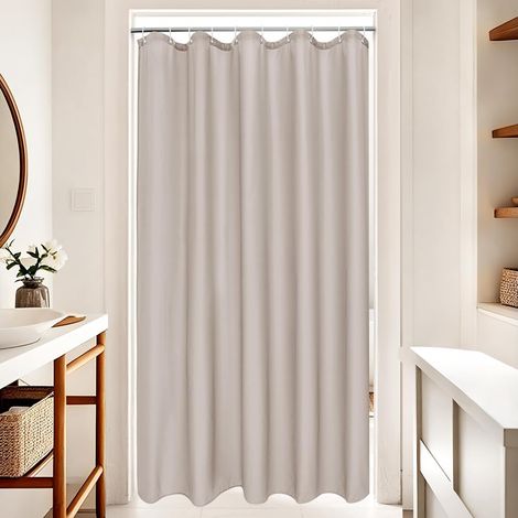 Rideau de douche 150x200 étroit couleur sable imperméable rideaux de douche pour salle de bain, en textile lavable anti-moisissure avec 10 anneaux (1/5)