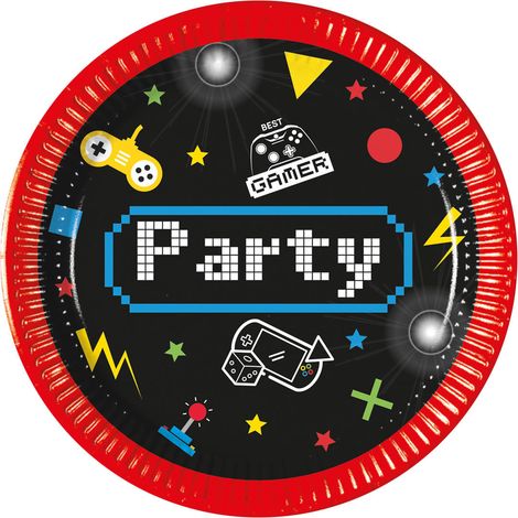 Platos para gamers de Gaming Party, 20 cm, 8 unidades.