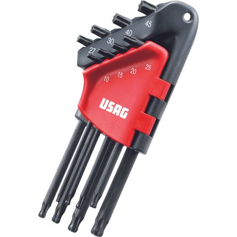 SERIE DI 8 CHIAVI USAG 280 LTSTX/S8 MASCHIO TORX TESTA SNODO BRUNITA (1/4)