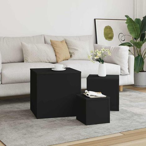 808586 Side Tables 3 pcs Black Engineered Wood vidaXL