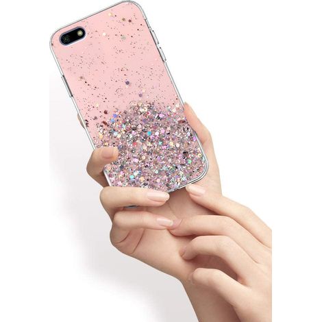 Coque Huawei Y5 2018, pailletée, rose (1/3)