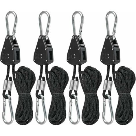 4 Ratschenschnüre mit Haken für Lampen oder Pflanzen, verstellbare Hakenschnüre, 240 cm lang (2 Paare) (1/5)