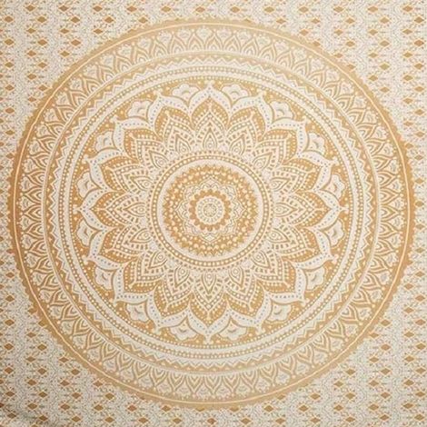 Tapestry Mandala - 150 x 130 cm - Décoration Murale Bohème - Tissu Imprimé Écran Traditionnel Indien - 1 Pièce