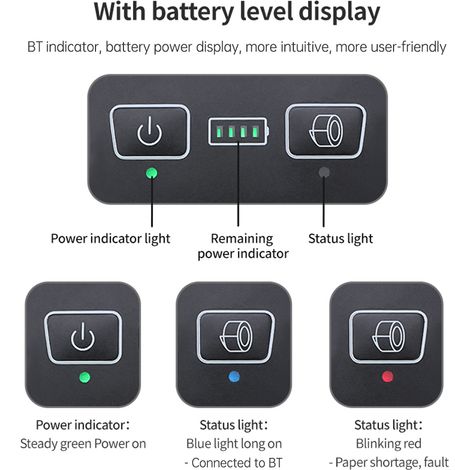 Imprimante de reçus portable 58mm mini impression thermique connexion sans fil BT USB 203dpi mobile avec 2 rouleaux papier 2 pouces compatible système Android/iOS/Win pour petite entreprise, restauran (1/5)