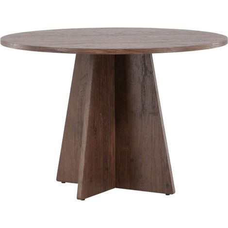 Paris Prix – Table à manger ronde 110cm marron – MDF – Revêtement papier 3D – Jusqu'à 4 couverts – Design moderne (1/5)