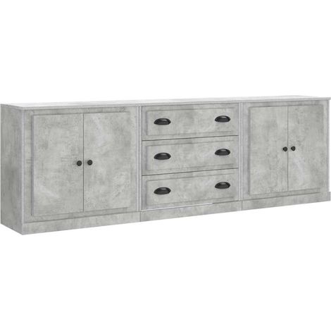 Maison Exclusive - Aparadores 3 piezas madera contrachapada gris (1/5)