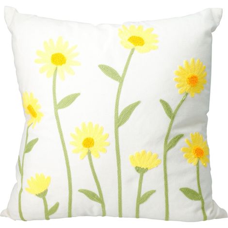 Filiyano-Coussin Fleurs Blanc/Jaune 45x45 cm Jaune (1/5)