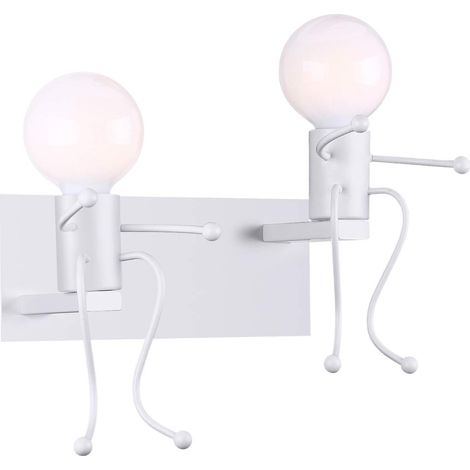 2-flammig Humanoid Kreative Wandleuchte Moderne Innen Wandlampe E27 Metall Eisen für Kinder Zimmer, Schlafzimmer Nachttisch, Treppen, Flur - Weiß