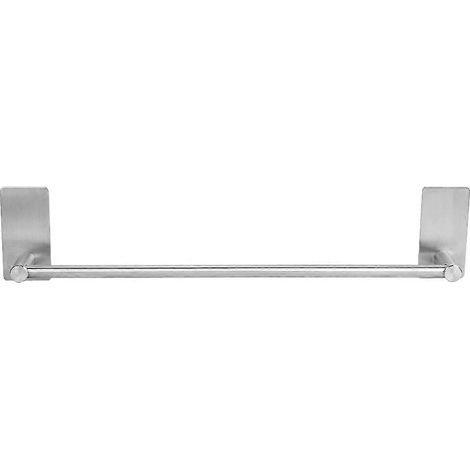 Barre à serviettes adhésive en acier inoxydable, étagère murale suspendue pour salle de bain et cuisine, fixation sans perçage, ensemble de rangement robuste. (1/5)