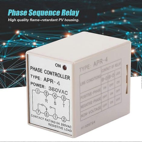 Contrôleur de séquence de phases 10 A (380 V CA) Relais de protection contre l'inversion de phase APR-4 (1/4)