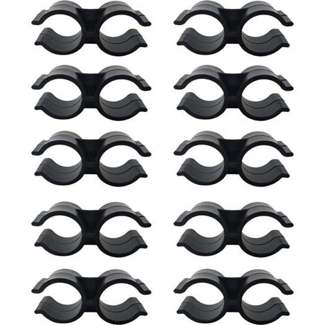 Lot de 10 Colliers de Serrage Plastique PVC, Collier Serrage Tuyau Doubles pour étagère, Connecteur de Chaîne, Panneaux de Clôture, Accessoires de Fixation, Noir (1/5)
