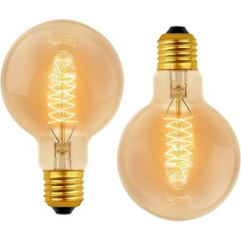 Ampoule Vintage Globe G80 E27 Dimmable 60W Blanc Chaud 2700K, 600lm, Ampoules de Décoration à Incandescence Rétro E27 Spirale Tungstène Filament Lampe, lot de 2 (1/5)