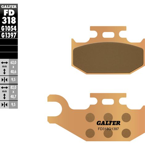 GALFER BREMSBELÄGE KH317/414 SINTERMETALL (GOLD) FÜR ATV BOMBARDIER, CAN-AM, SUZUKI
