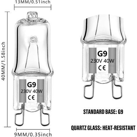Ampoule halogène G9 40W 230V Ampoules de remplacement à base à 2 broches, intensité variable, blanc chaud… (1/5)