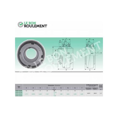 Roulement de palier UK309+H2309