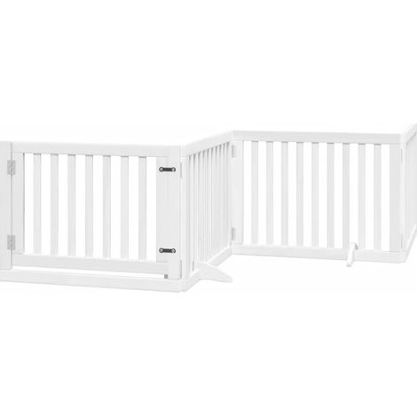 Barrière pour chiens et porte 4 panneaux blanc bois de peuplier (1/5)