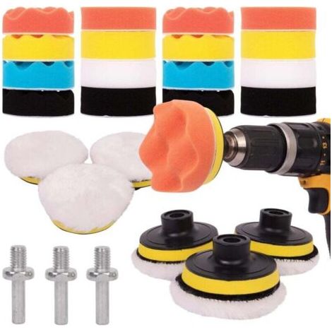 25-teiliges Autopolier-Set – Polierpads für M10-Bohrmaschinen, Akkuschrauber und Poliermaschinen – verschiedene Glättungsgrade
