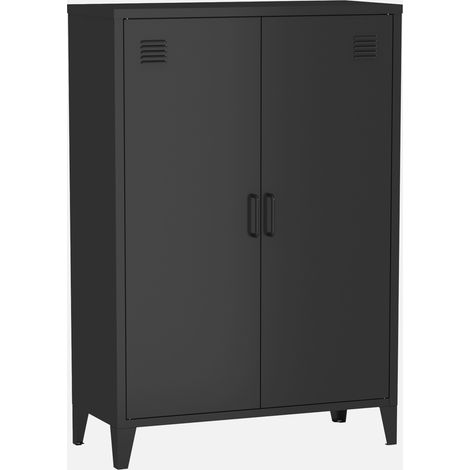 Cómoda/armario industrial de metal con 2 puertas