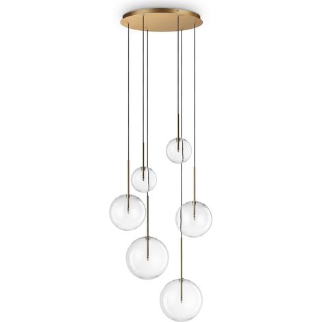 Ideal Lux EQUINOXE Cluster-Deckenleuchte mit 6 Leuchten, Messing