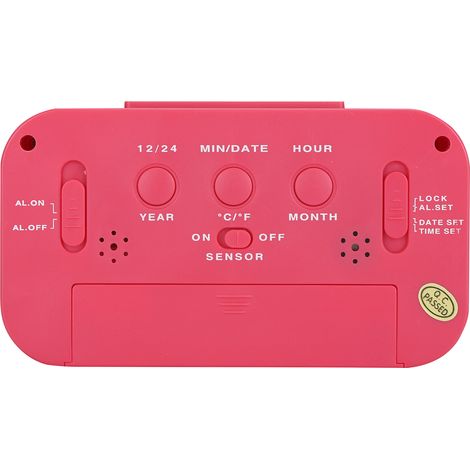 Horloge Numérique Murale avec Grand Affichage LCD, Thermomètre Intégré et Alarme Silencieuse Modèle GHY‑501 Rose (1/5)