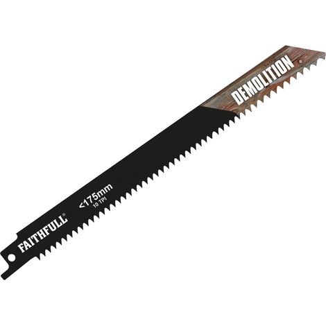 Faithfull S1122HF Bi-Metal Sabre Saw Blade for Demolition, 200mm Length, 10 TPI, Pack of 5 (1/2)