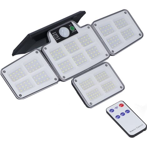 Lampe solaire LED extérieure à 4 têtes orientables avec détecteur de mouvement, 450 lm, 3 modes d'éclairage, grand angle, pour allée de jardin. (1/5)
