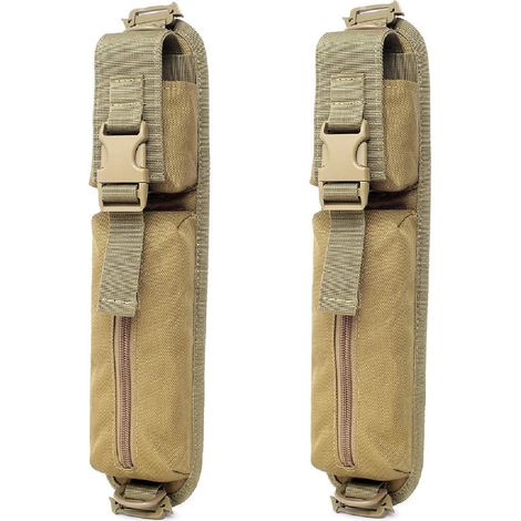 Sacoche tactique militaire multifonction, poche accessoire pour sac à dos MOLLE, bandoulière et ceinture, 2 pièces kaki, kit rangement pratique (1/3)