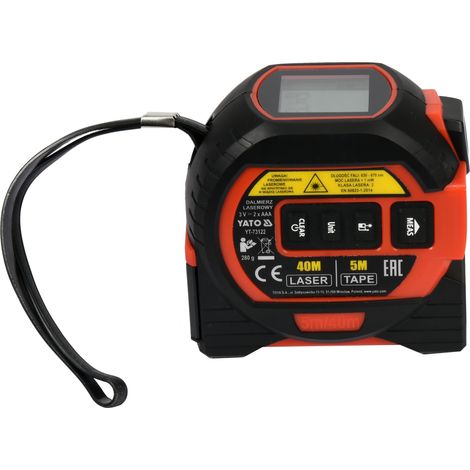 Télémètre laser 40 m avec ruban à mesurer rétractable de 5 m