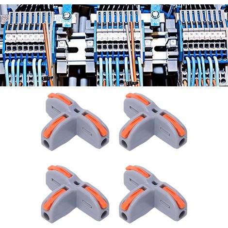 Lot de 20 borniers à connexion rapide de type T avec bouton-poussoir, connecteur parallèle SPL-T1 gris (1/5)
