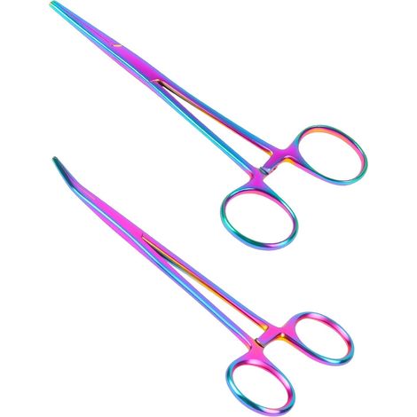 Klemmzange – 2er-Set – Edelstahl – Gerade und gebogene Backen – Angeln und Heimwerken – 14 cm (1/5)