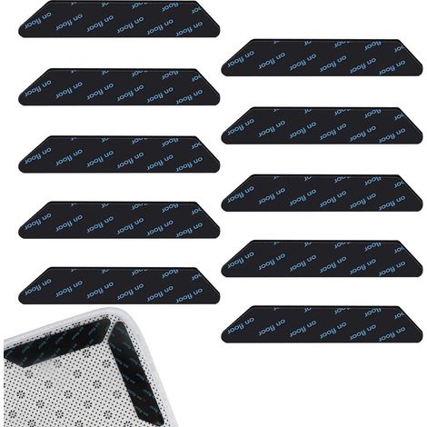 10 Fixateurs De Tapis, Sous-Tapis Antidérapant En Pu, Lavable Et Réutilisable, Pour Sol Dur, Noir