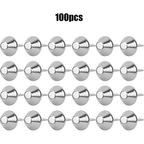 100 silberne, pilzförmige Flachkopfnägel aus Eisen für DIY-Taschen, Lederbearbeitungszubehör (1/5)