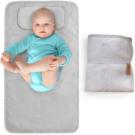Matelas à langer, portable, étanche, 40 x 70 cm, réutilisable, lavable en machine, gris uni (1/4)