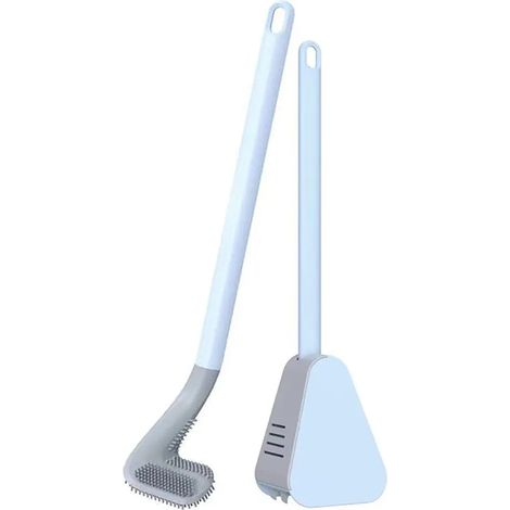 WC-Bürste, Golf-WC-Bürste mit Halter, Langstielige WC-Bürste, flexible WC-Bürste, Silikon-Golfkopf-Toilettenschüssel-Bürste,Blau