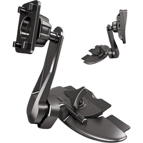 Soporte de dos piezas para ranura de CD compatible con pantallas CarPlay. Brazo ajustable y cabezal universal giratorio de 360° para pantallas de coche. Soporte para ranura de CD compatible con CarPla (1/5)