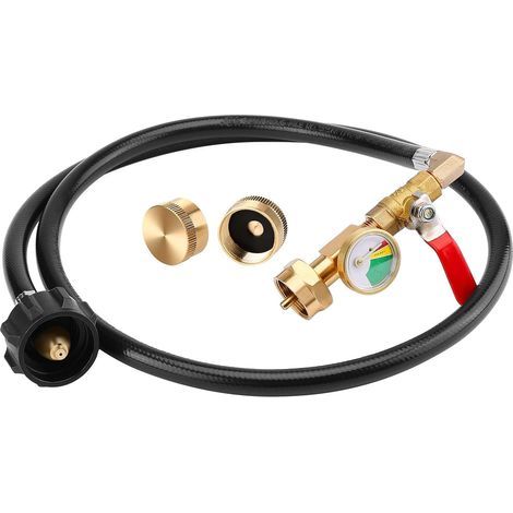 Tuyau adaptateur de remplissage de propane avec manomètre - rallonge de remplissage de bouteille de propane de 1,2 m (4 pi) (1/5)