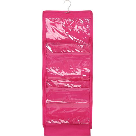 Organisateur de rangement double face pour sacs à main et pochettes, en tissu non tissé, pour penderie suspendue (rouge) (1/5)