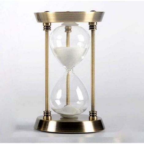 Sablier - - 15 Minutes - Métallisé - Verre - Design Élégant Blanc (1/4)