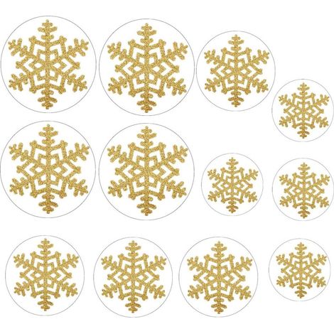 12 Autocollants Flocon de Neige Dorés pour Noël, Autocollants Muraux Sol en Pvc Auto-adhésifs, Décorations Délicates et Créatives Amovibles pour Salon ou Magasin (1/5)