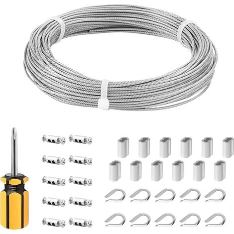 30m Cable Acier, Câble Métallique 2mm, Câble en Acier Inoxydable 304 (1/5)