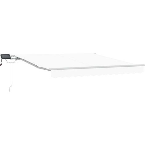 Store banne rétractable blanc, 300 x 250 cm, structure en tissu et acier. (1/5)